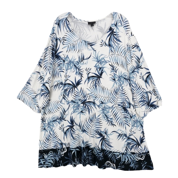 J. Jill Wearever Collection Tunic Blouse Palm Leaf Print Tropical Size 4X - Picture 1 of 7